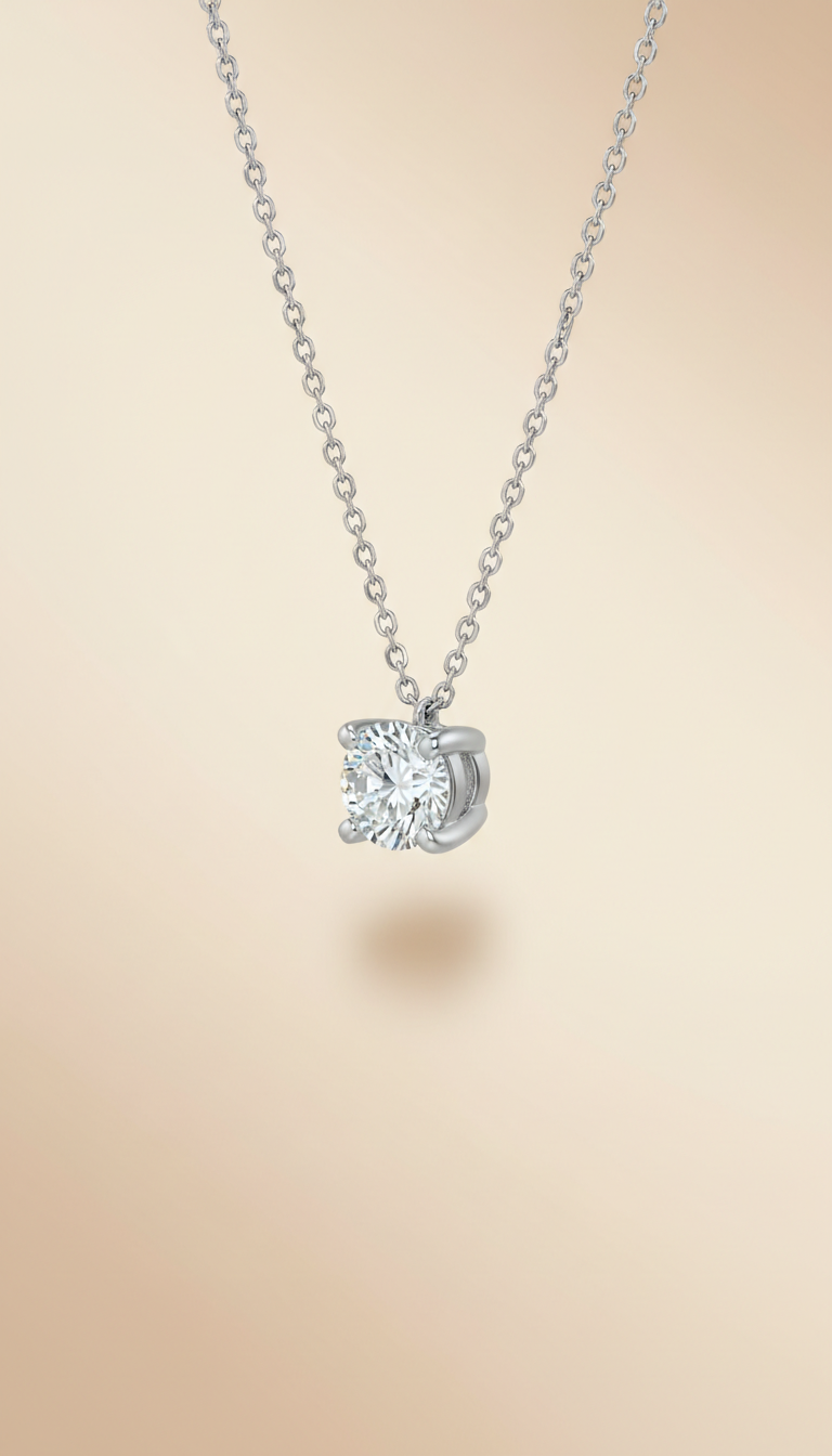 Platinum Solitaire Pendant Necklace