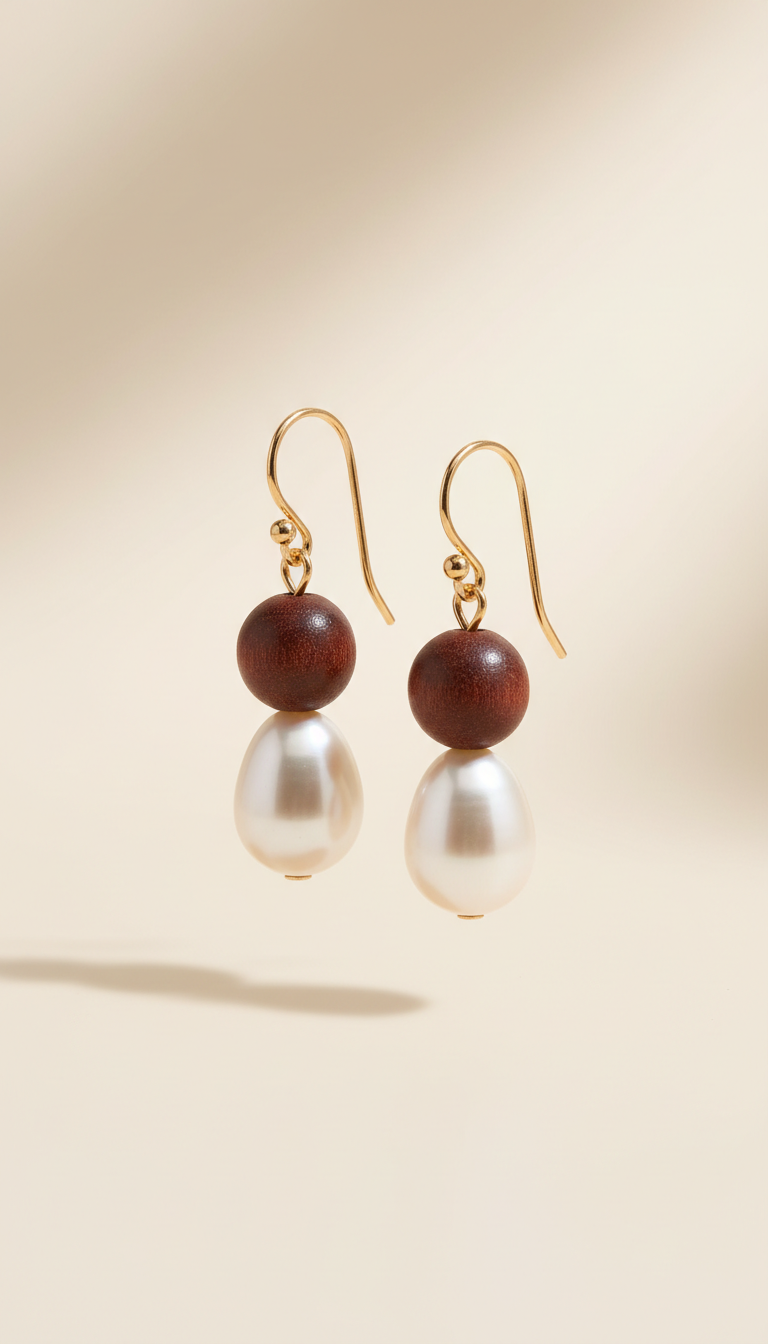 Rosewood Pearl Drop Earrings