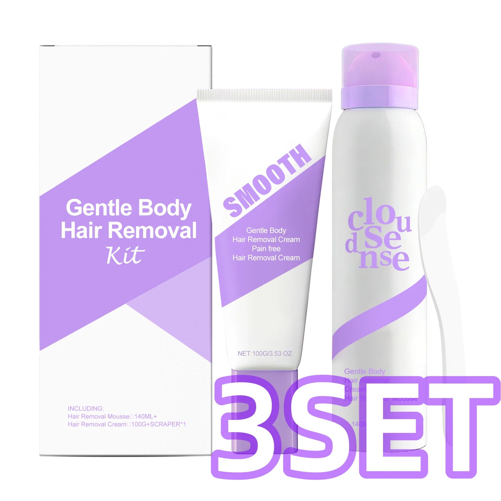 Hair Removal Cream for Underarm Leg Intimate Areas Painless Hair Remover Growth Inhibitor Gentle Soothing Depilatory Cream Kit