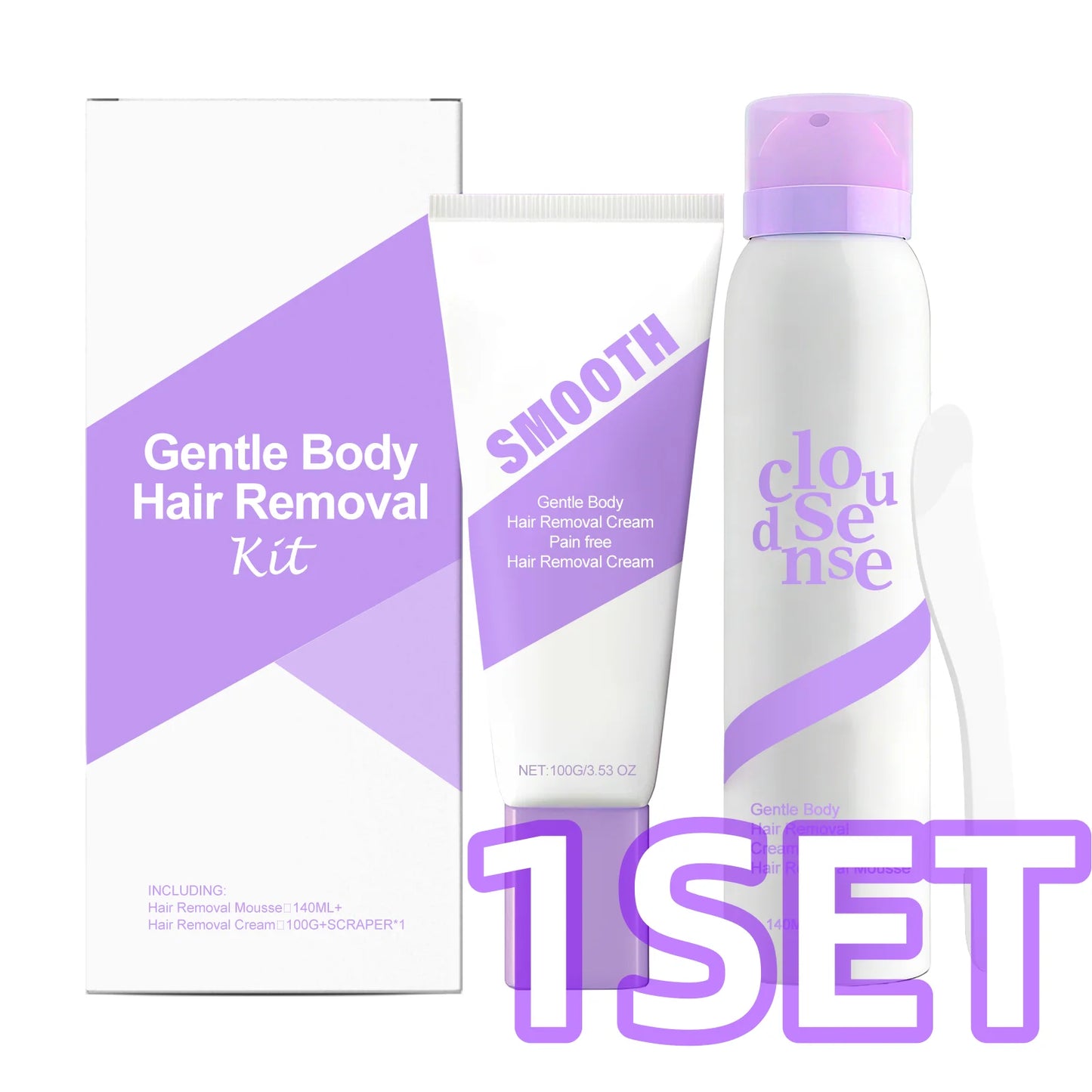 Hair Removal Cream for Underarm Leg Intimate Areas Painless Hair Remover Growth Inhibitor Gentle Soothing Depilatory Cream Kit