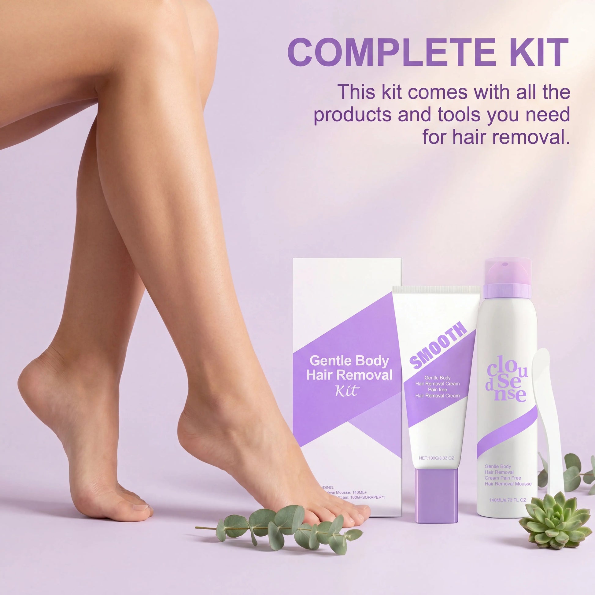 Hair Removal Cream for Underarm Leg Intimate Areas Painless Hair Remover Growth Inhibitor Gentle Soothing Depilatory Cream Kit