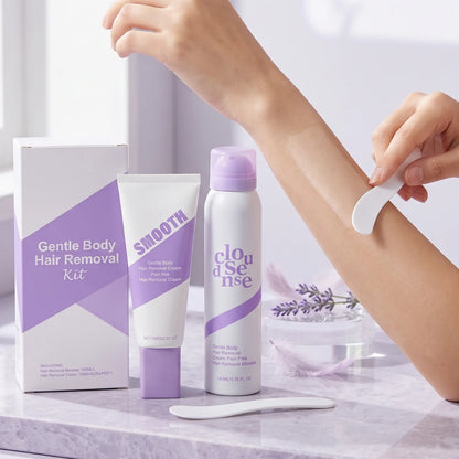 Hair Removal Cream for Underarm Leg Intimate Areas Painless Hair Remover Growth Inhibitor Gentle Soothing Depilatory Cream Kit