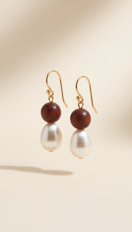 Rosewood Pearl Drop Earrings